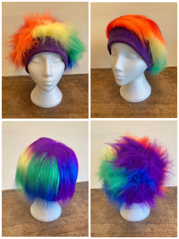 MADE TO ORDER - Rainbow Scrappy Patchwork Faux Fur Hat