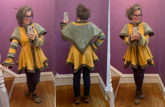 READY TO SHIP | mustard and green Aqualoe jacket | Size M