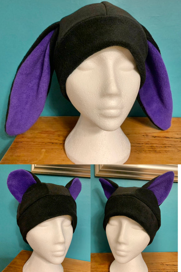 READY TO SHIP | black and purple Hats with ears