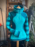 READY TO SHIP - Jade and Teal Fleece Top - Size M