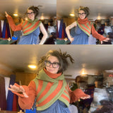 READY TO SHIP | Rust and Green Djemora Half and Half Top