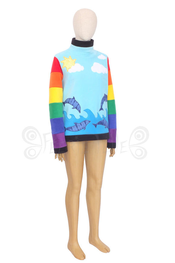 MADE TO ORDER | Dolphin 'Feyhra' Sweater with Rainbow Sleeves | Sizes S-XXL