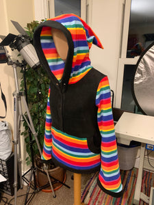 MADE TO ORDER | Rainbow Stripe 'Feyhra' Sweater With Pointy Hood | Sizes S-XXL