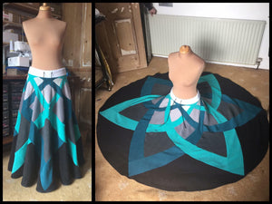 MADE TO ORDER - Geometrical Flower Maxi Length 'Telmandolle' Skirt - Polar Fleece