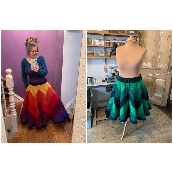 MADE TO ORDER | Wide Zigzag Stripe Telmandolle Skirt | Sizes S-XXL | Midi or Maxi Length | Any colours