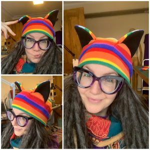 READY TO SHIP | rainbow kitty hat